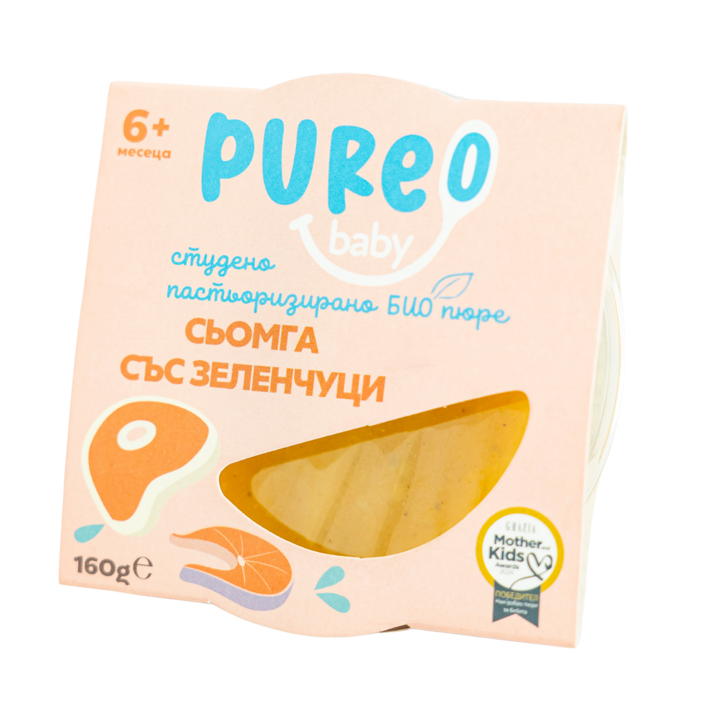 Organic salmon puree with vegetables